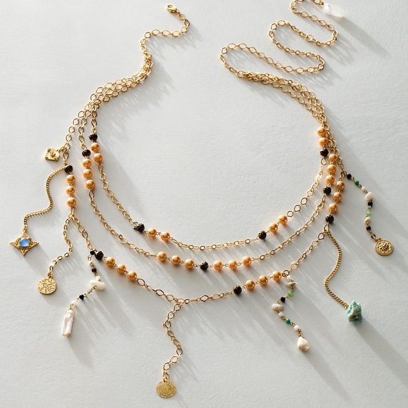 Free People X Ariana Ost - Lotus Belly Chain (or Necklace) in Hazey - NWT - Picture 1 of 8